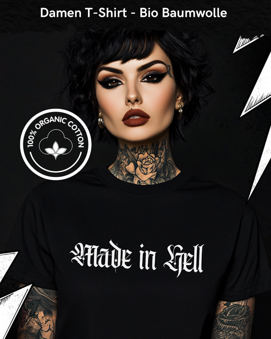Made in Hell - Premium Organic Shirt Women, Gothic Shirt, Dark Fashion