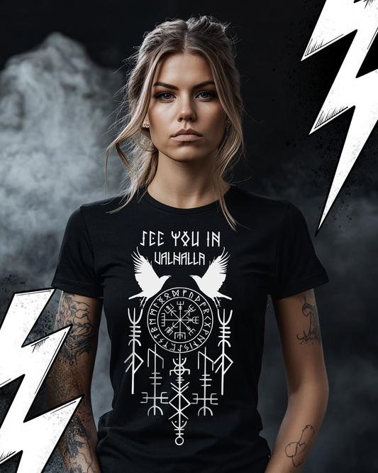See you in Valhalla - Premium T-Shirt Unisex, Wikinger Runen T-Shirt