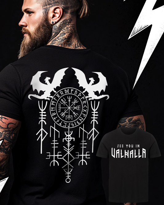 See you in Valhalla - Premium T-Shirt Unisex Wikinger Runen T-Shirt