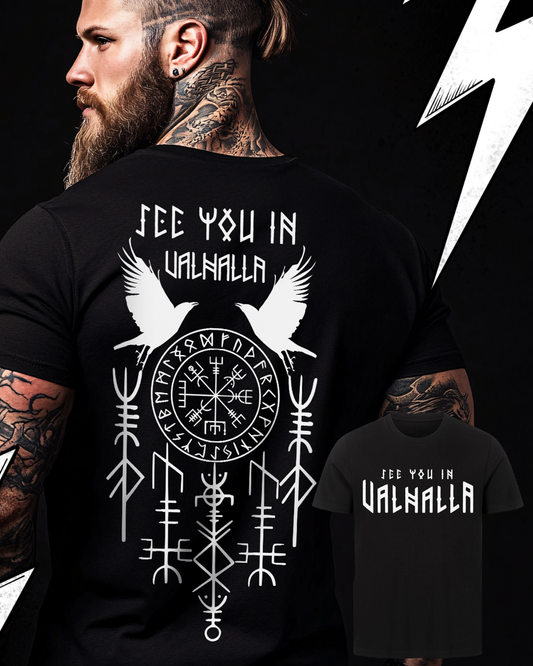 See you in Valhalla - Premium T-Shirt Unisex Wikinger Runen T-Shirt