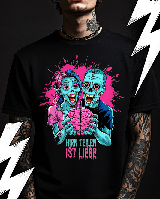 "Hirn teilen ist Liebe" Zombie Premium T-Shirt Unisex