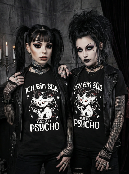 Ich bin süß aber voll Psycho Baphomet Partnerlook - T-Shirt Set für Pärchen oder Besties