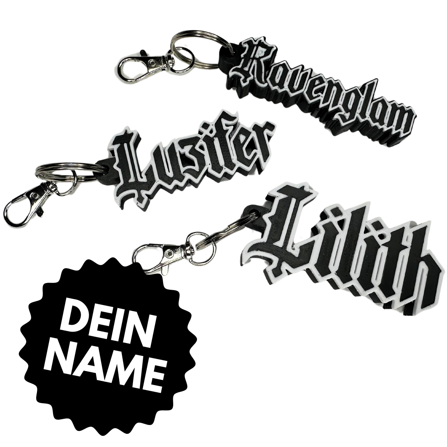 Dein Name, dein Stil – Personalisiere deinen Schlüsselanhänger im Gothic-Look!