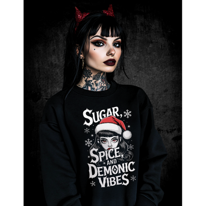 Premium Sweatshirt Unisex "Sugar Spice and Demonic Vibes"