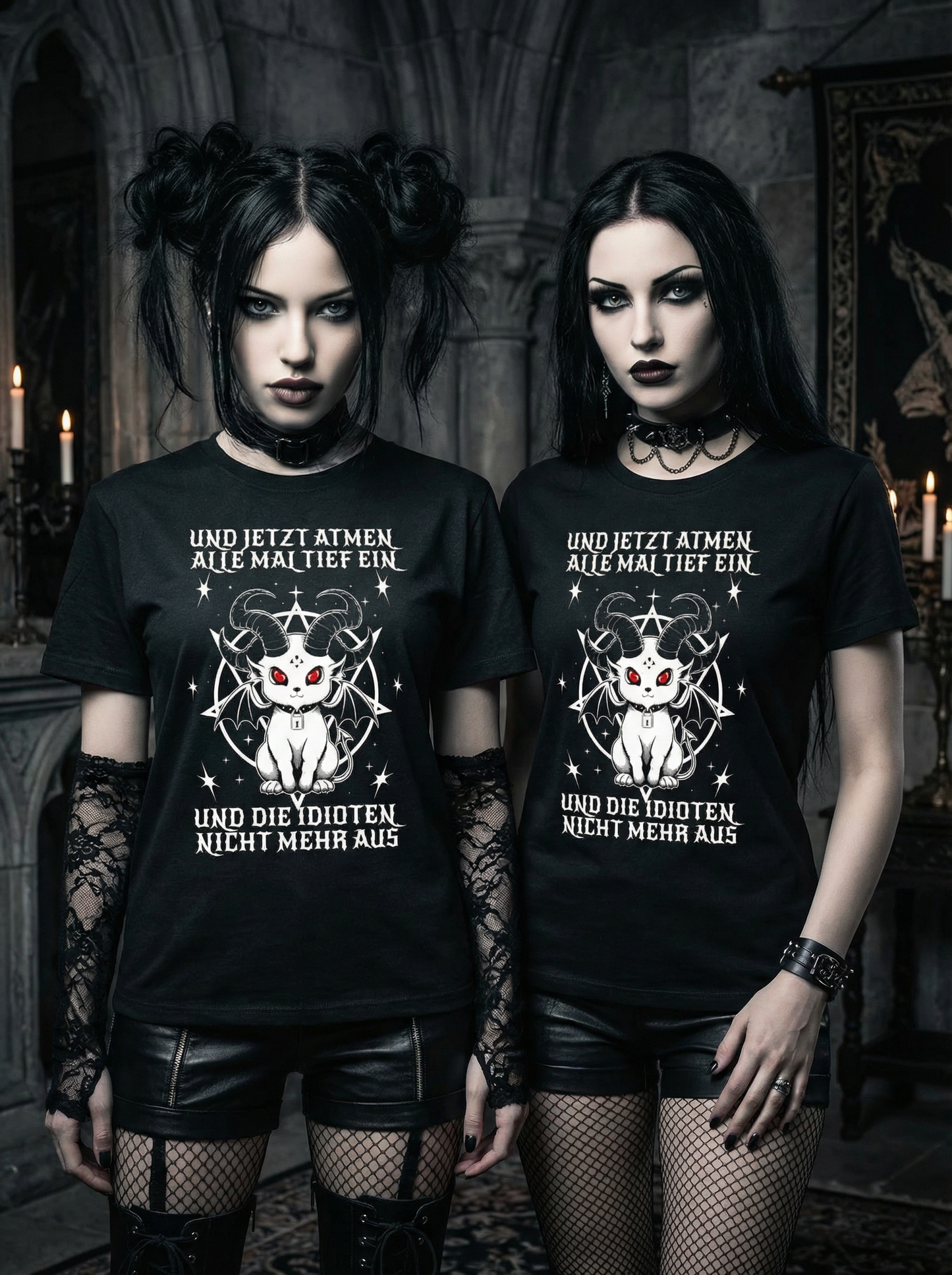 Ich bin süß aber voll Psycho Baphomet Partnerlook - T-Shirt Set für Pärchen oder Besties
