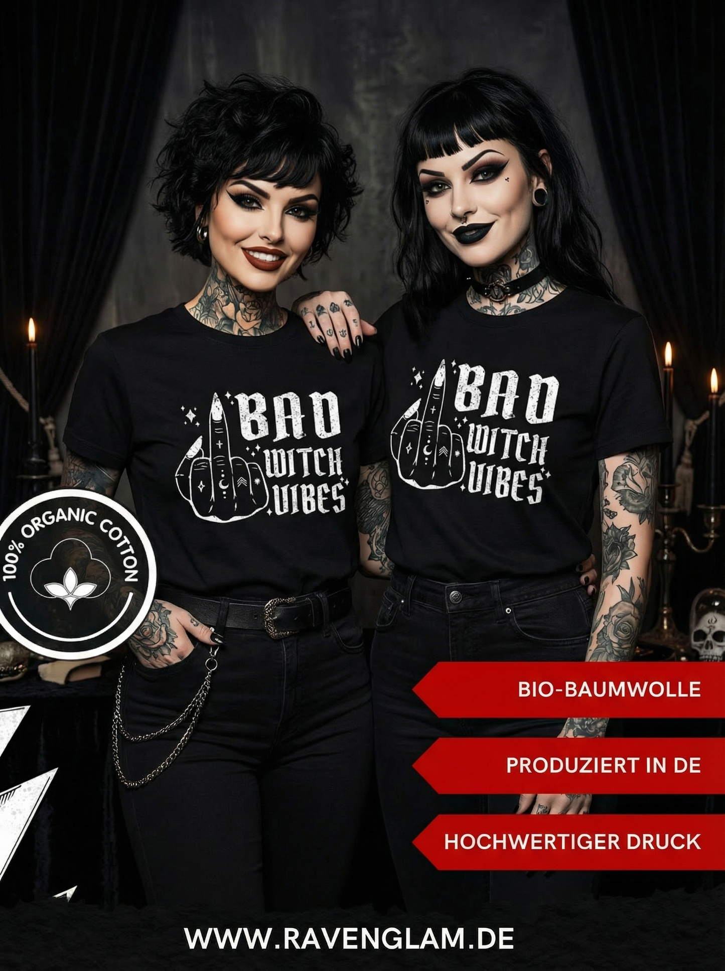 Bad Witch Vibes für Besties - Gothic T-Shirt Set für 2 Freundinnen