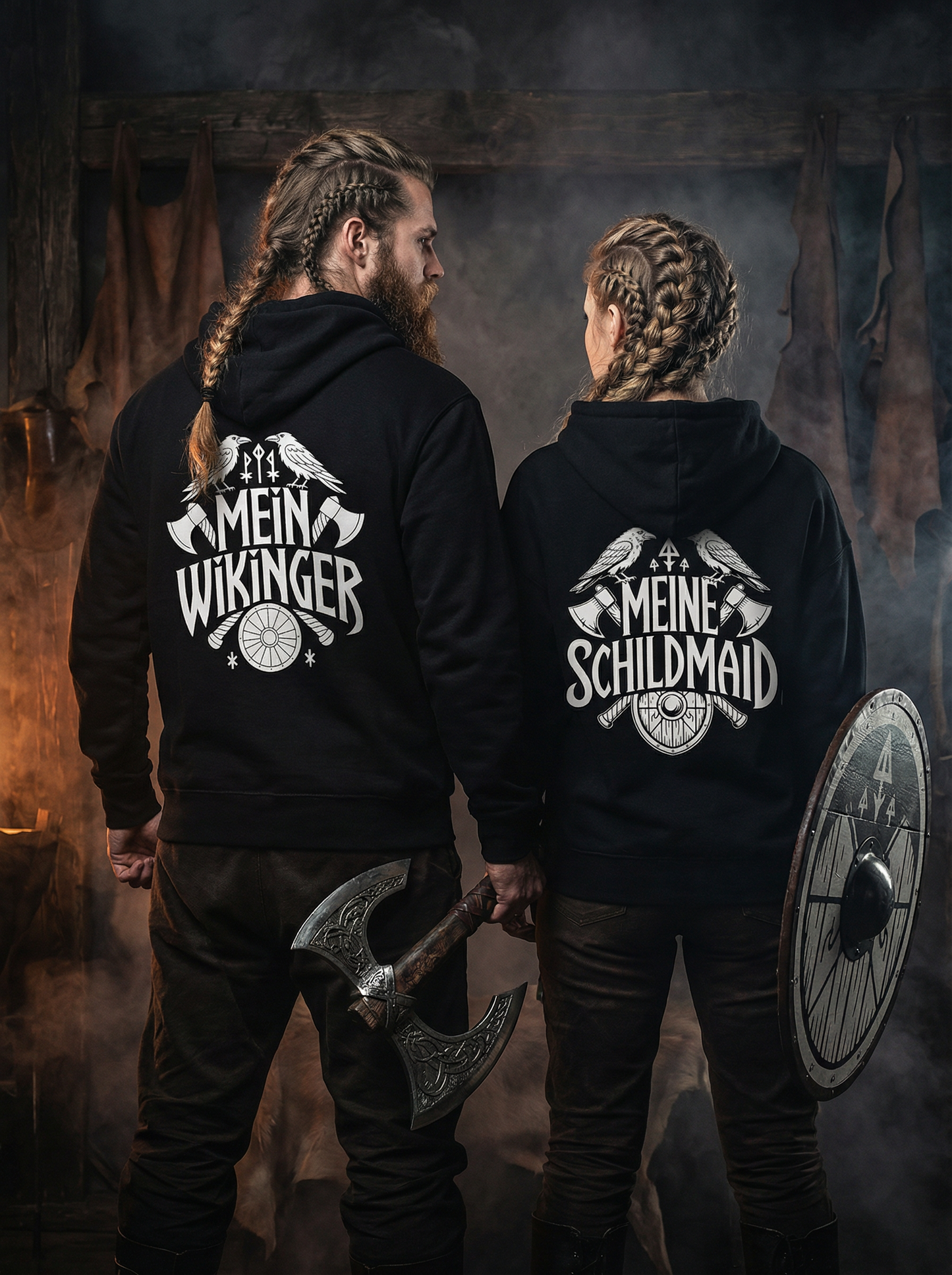 Wikinger Valhalla Pärchen Hoodie - Wikinger Hoodie Set für Pärchen