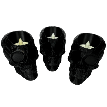 Totenkopf Windlicht, Gothic Skull LED Kerze, Witchcraft, Witchy Deko, Gothic Totenschädel ohne Kerze