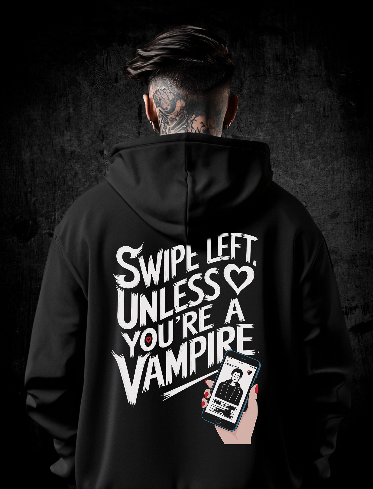 Premium Hoodie Unisex "Swipe left unless you are a Vampire"