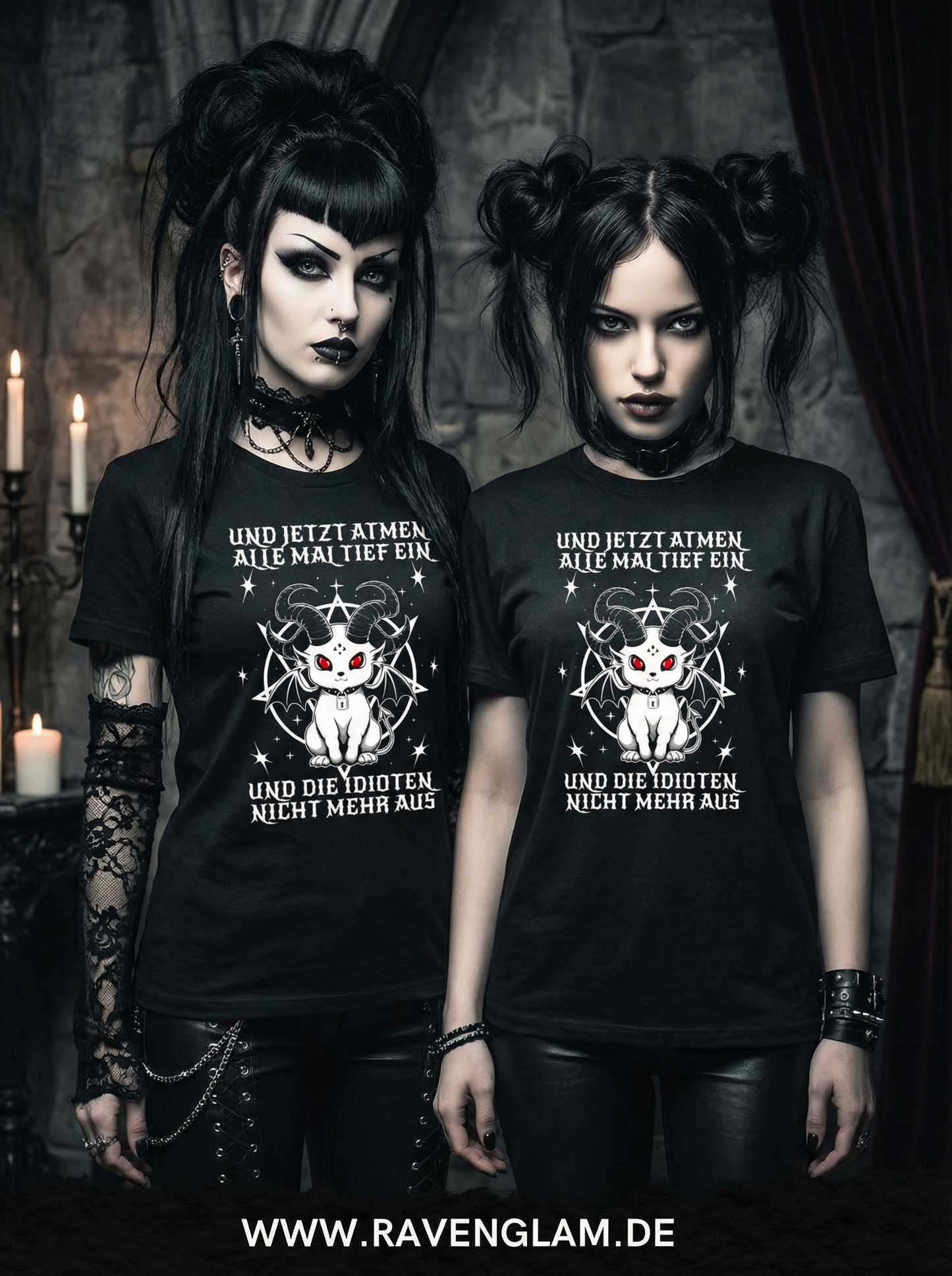 Lustiges freches Baphomet Partnerlook - T-Shirt Set für Pärchen oder Besties