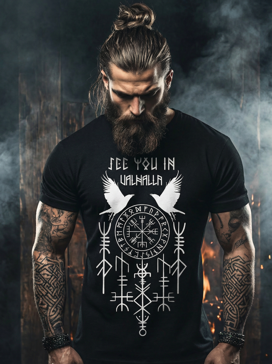 See you in Valhalla - Premium T-Shirt Unisex, Wikinger Runen T-Shirt
