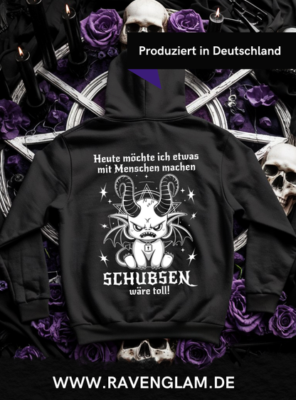 Baphomet Goth Hoodie Unisex "Schubsen" Sarkastisch frecher Hoodie