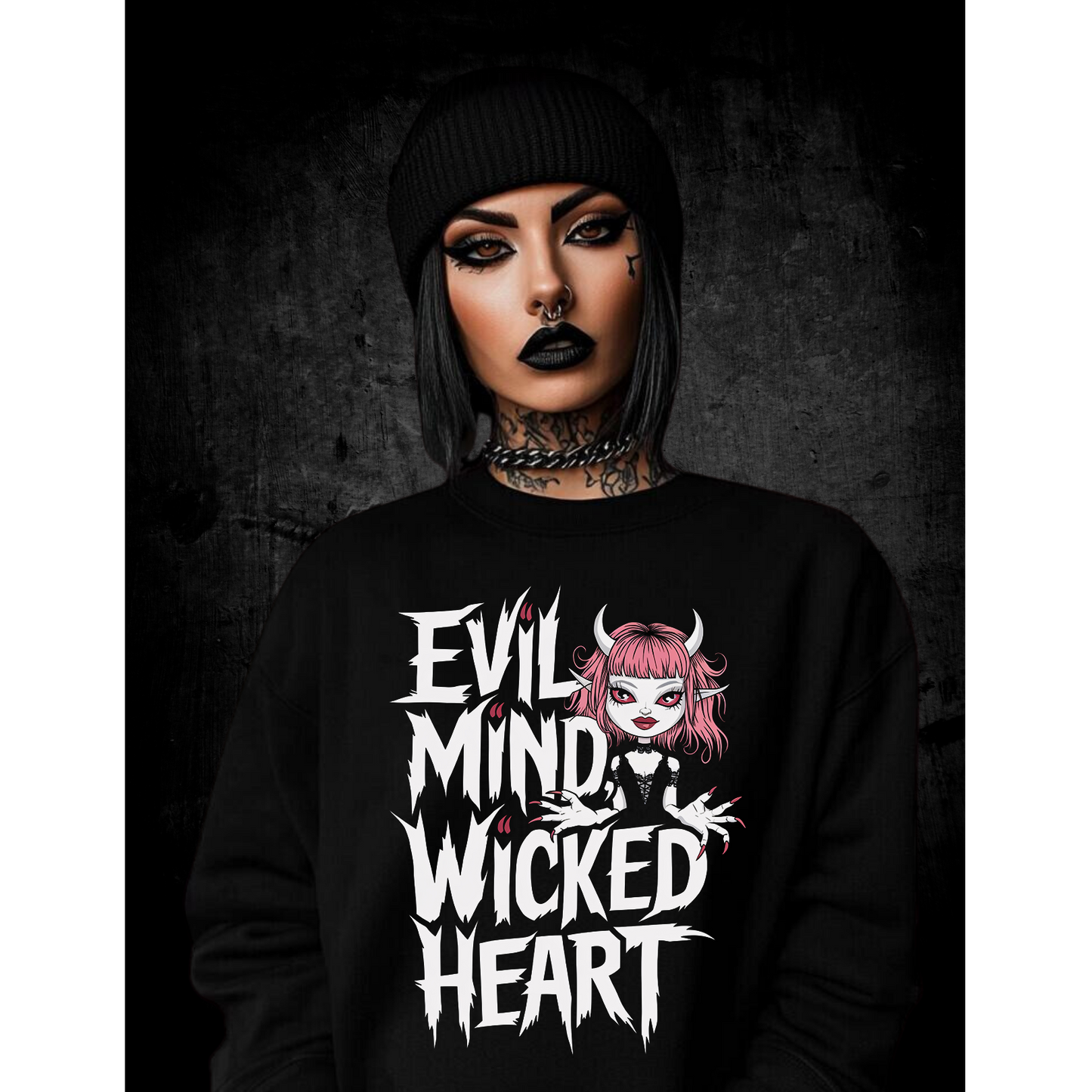 Premium Sweatshirt Unisex "Evil Mind Wicked Heart"