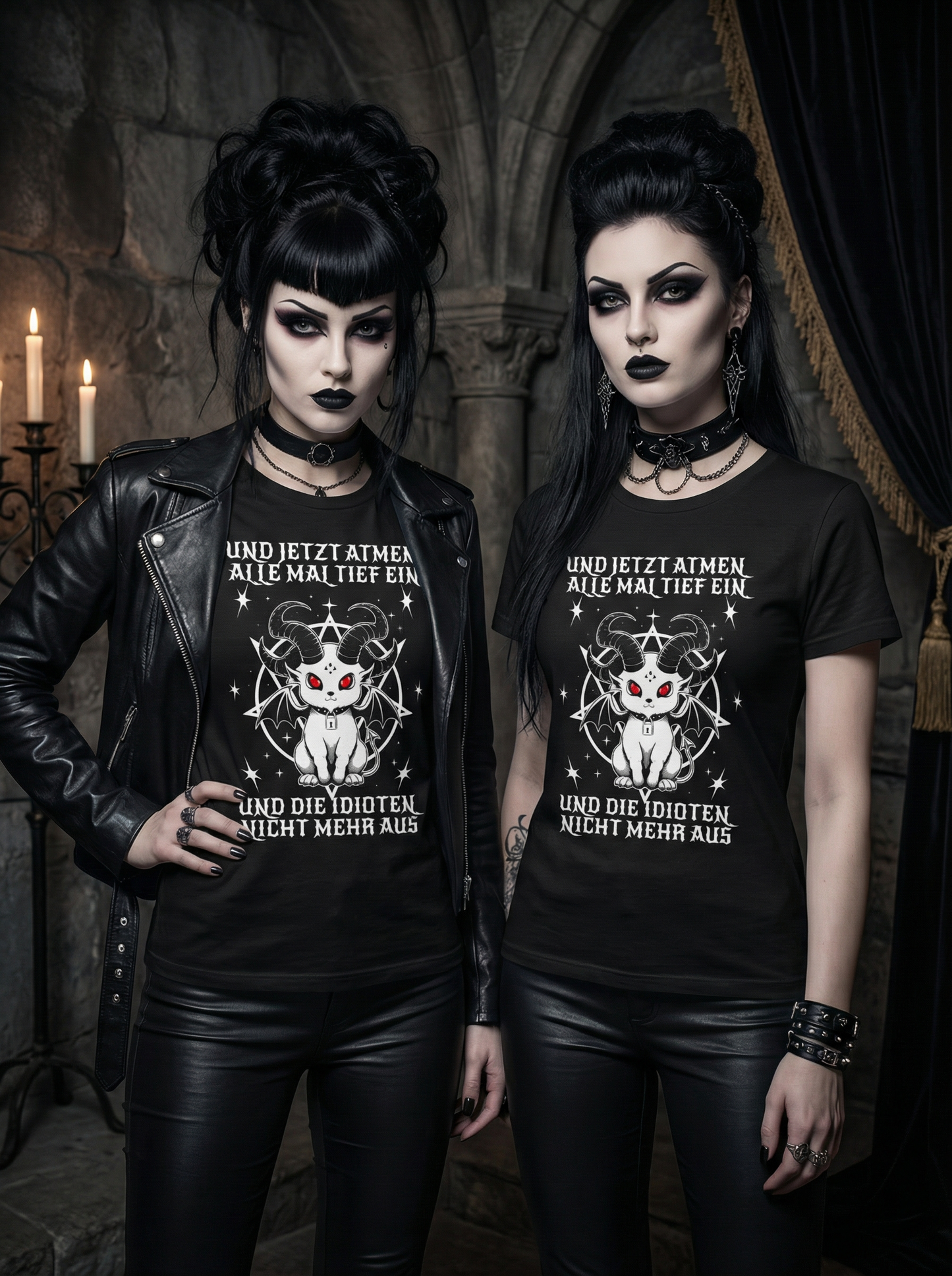 Lustiges freches Baphomet Partnerlook - T-Shirt Set für Pärchen oder Besties