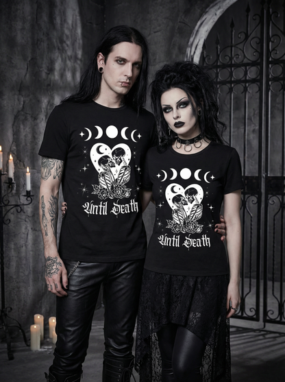Until Death Pärchen Gothic Skelett Partnerlook - T-Shirt Set für Pärchen
