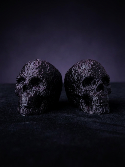 Gothic Totenkopf Deko – Ornament Skull Figur im Dark Gothic Stil (3D-Druck) Größe 70x70 cm