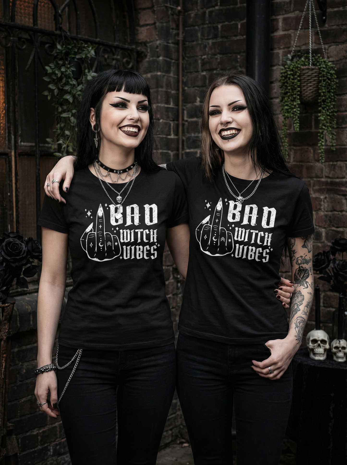 Bad Witch Vibes für Besties - Gothic T-Shirt Set für 2 Freundinnen