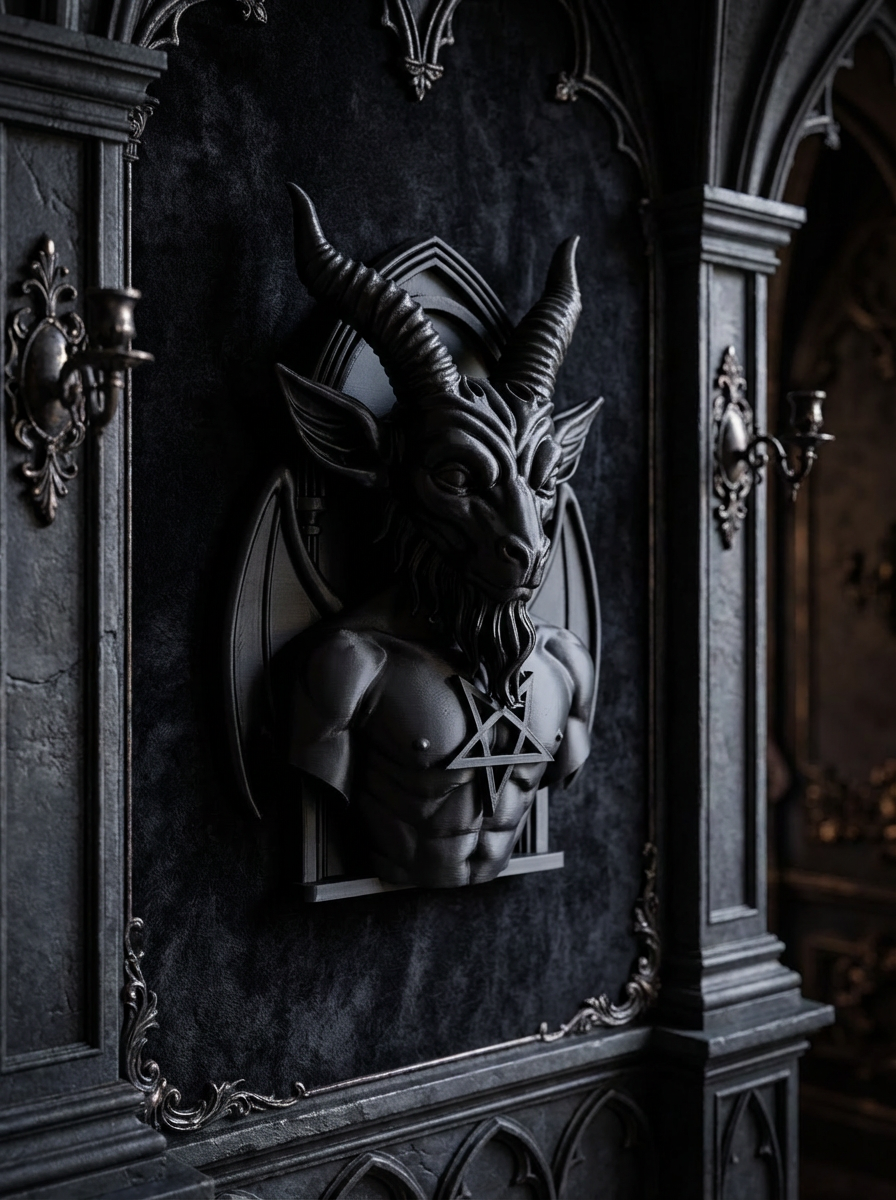 Gothic Baphomet Wandrelief – Dark Wall Art im Gothic & Occult Stil (3D-Druck)