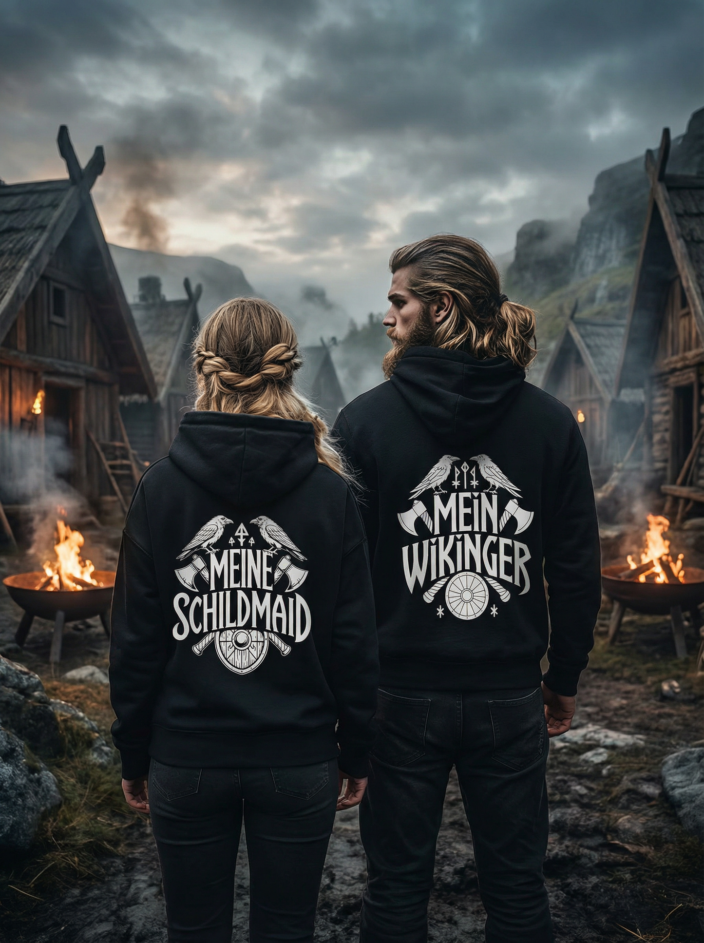 Wikinger Valhalla Pärchen Hoodie - Wikinger Hoodie Set für Pärchen