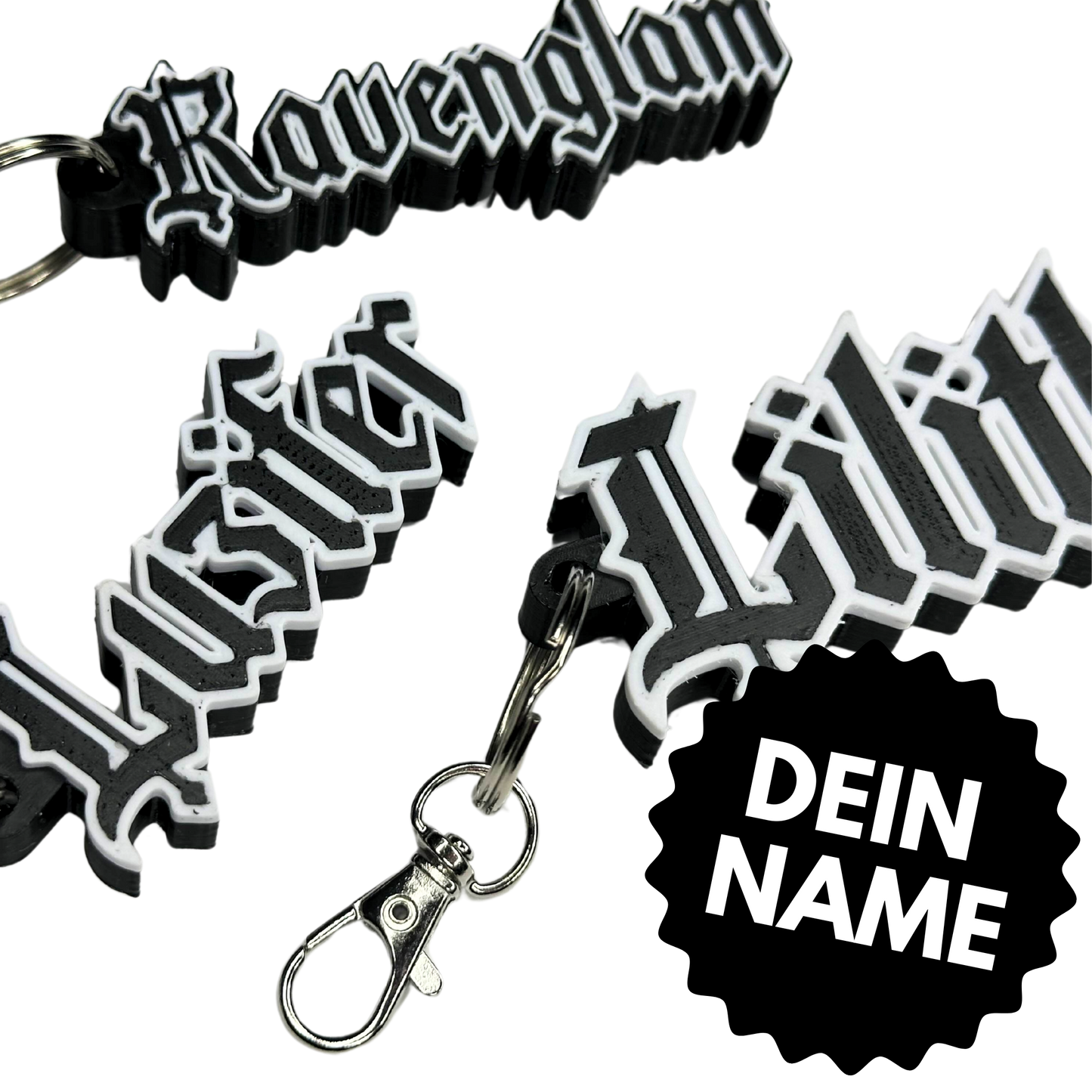 Dein Name, dein Stil – Personalisiere deinen Schlüsselanhänger im Gothic-Look!