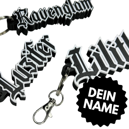 Dein Name, dein Stil – Personalisiere deinen Schlüsselanhänger im Gothic-Look!