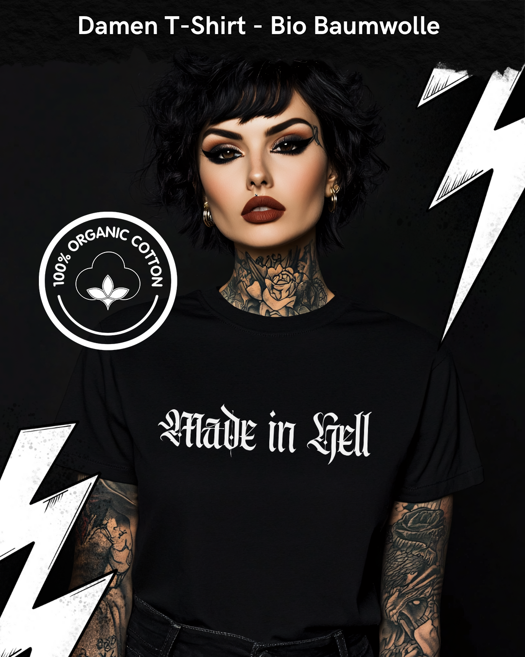 Made in Hell - Premium Organic Shirt Women, Gothic Shirt, Dark Fashion