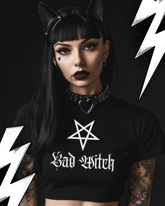 Bad Witch -Ladies Cropped Tee, Gothic Shirts, Dark Fashion