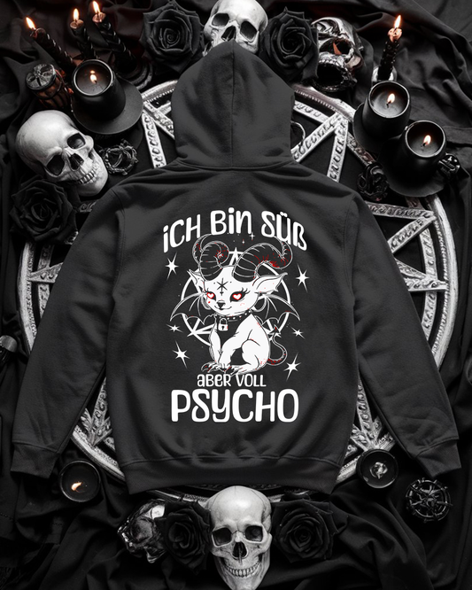 Baphomet Goth Hoodie Unisex "Süß aber Psycho" Frecher sarkastischer Hoodie