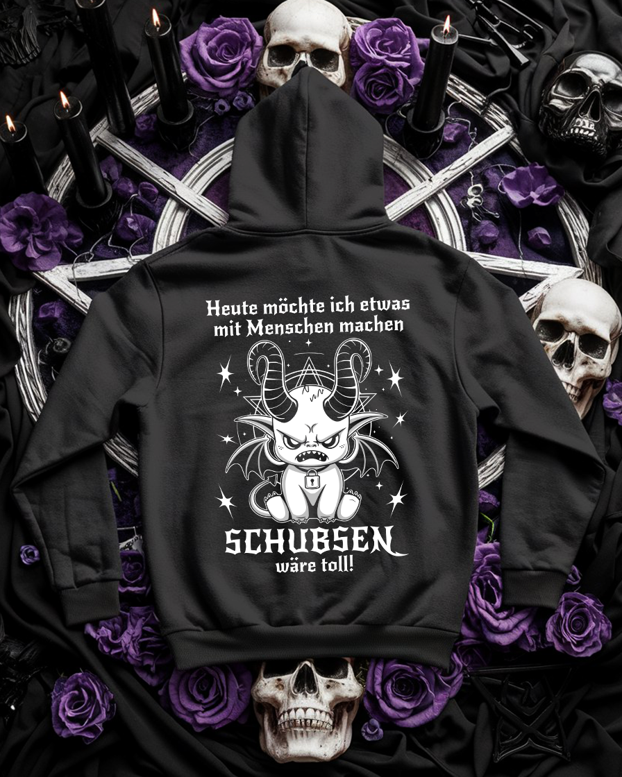 Baphomet Goth Hoodie Unisex "Schubsen" Sarkastisch frecher Hoodie