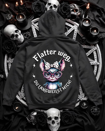 Fledermaus Unisex Hoodie "Flatter weg" Lustig und frech