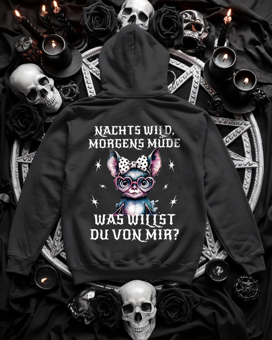 Fledermaus Hoodie Unisex "Was willst du von mir?" Lustig und frech