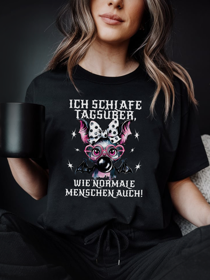 Süßes Fledermaus Unisex T-Shirt "Ich schlafe tagsüber"