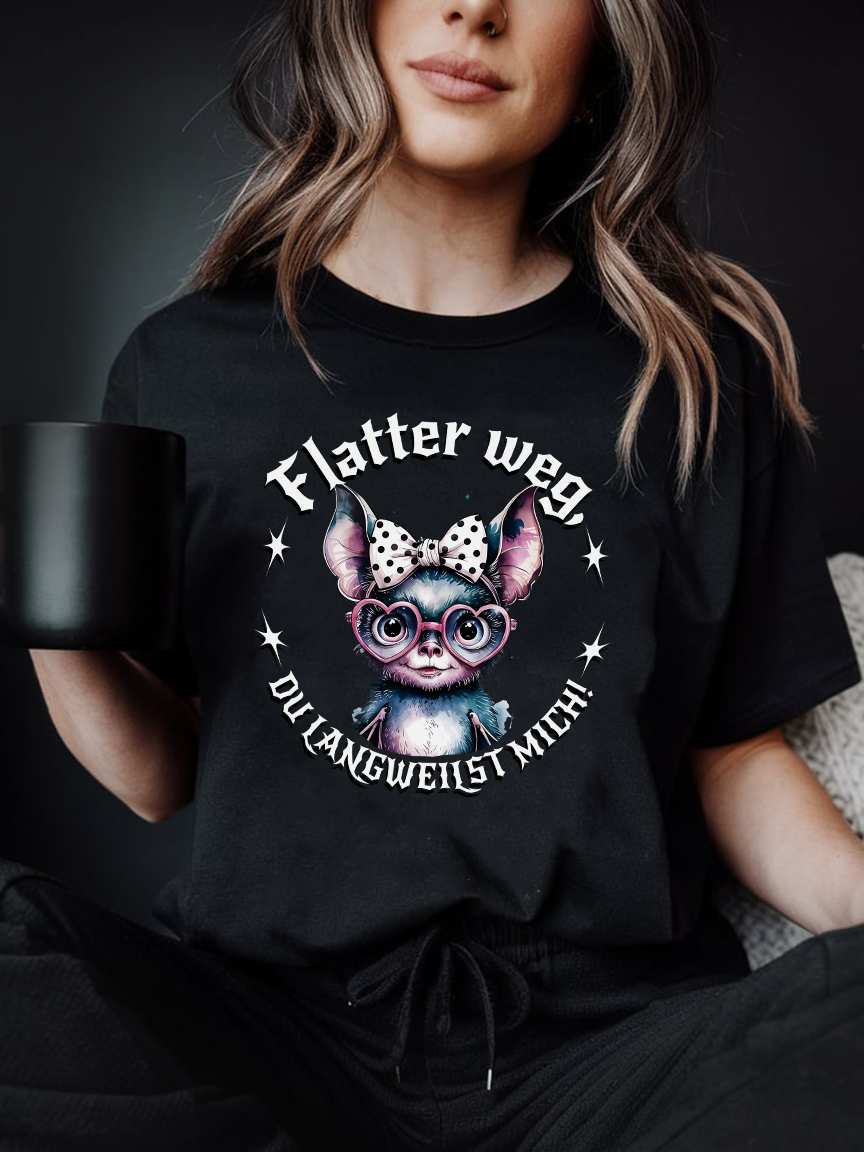 Süßes Fledermaus T-Shirt Unisex "Flatter weg" Lustiges freches Shirt