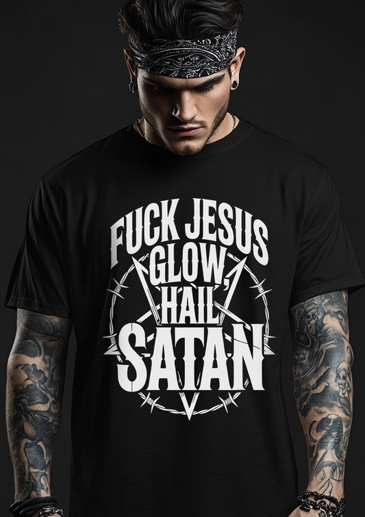 Fuck Jesus Glow Hail Satan -  Premium T-Shirt Unisex