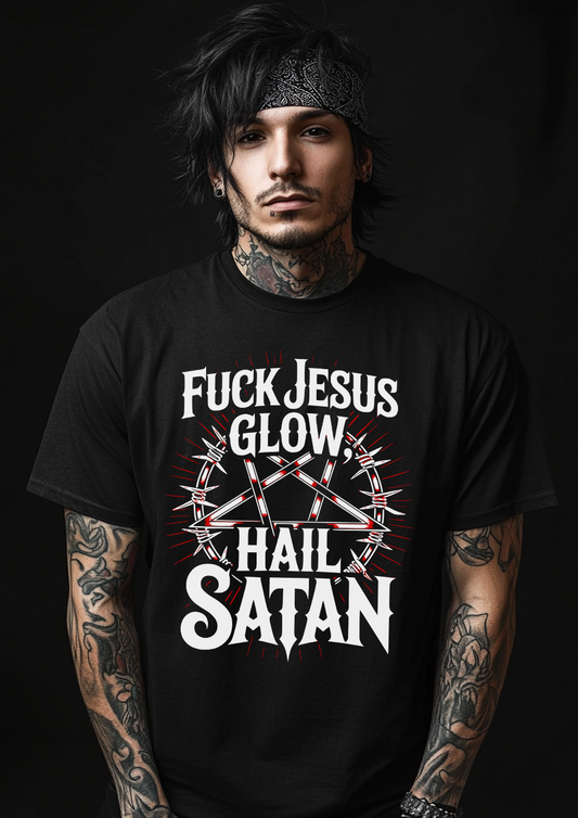 Fuck Jesus Glow, Hail Satan - Premium T-Shirt Unisex