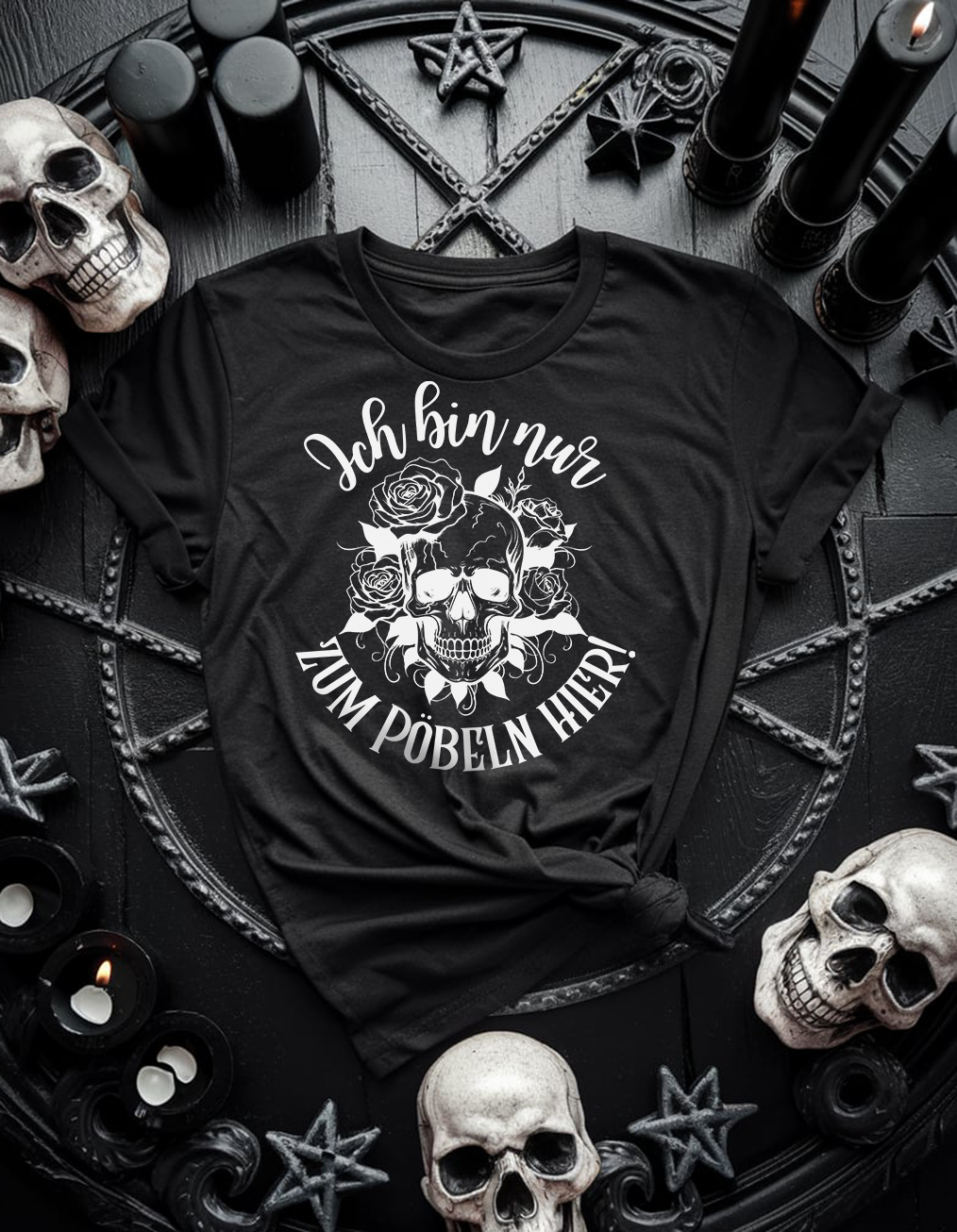 Ich bin nur zum Pöbeln hier - Premium T-Shirt Unisex