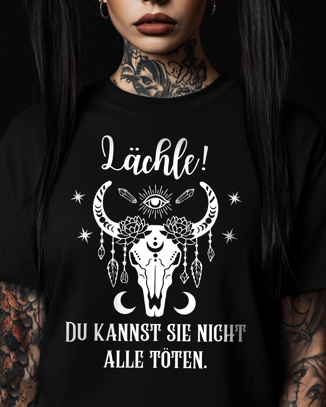 Lächle du kannst sie nicht alle töten - Baphomet Premium T-Shirt Unisex