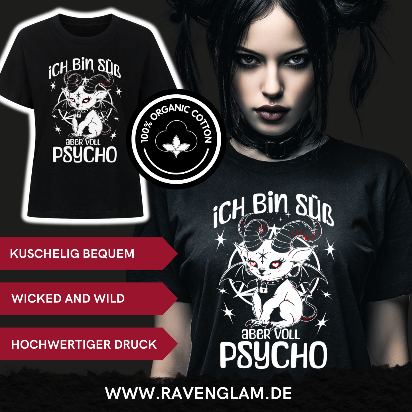 Ich bin süß aber voll Psycho - Premium Organic Shirt Women