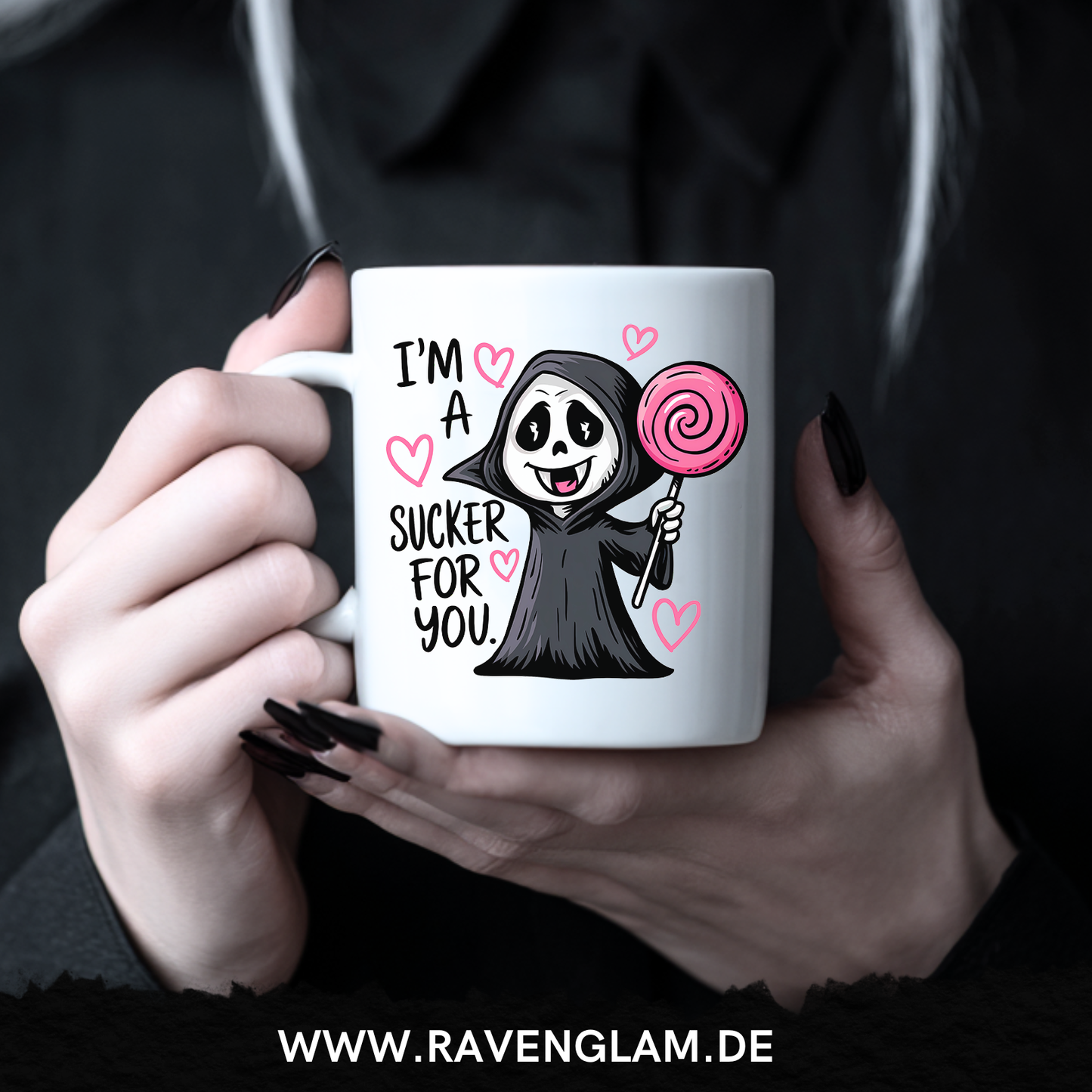 Gothic Bundle „I’m a sucker for you“ – Damen Bio T-Shirt + Tasse im Set