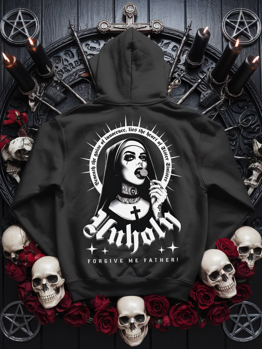 Unholy Nun Hoodie Unisex "Forgive me Father" Unheilige Nonne