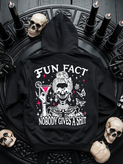 Rebellischer Skelett Hoodie Unisex "Fun fact i don´t give a shit"