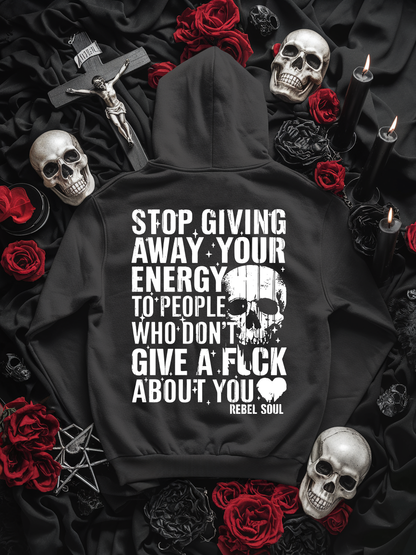 Rebellischer Unisex Hoodie "Your Energy" Doppelprint