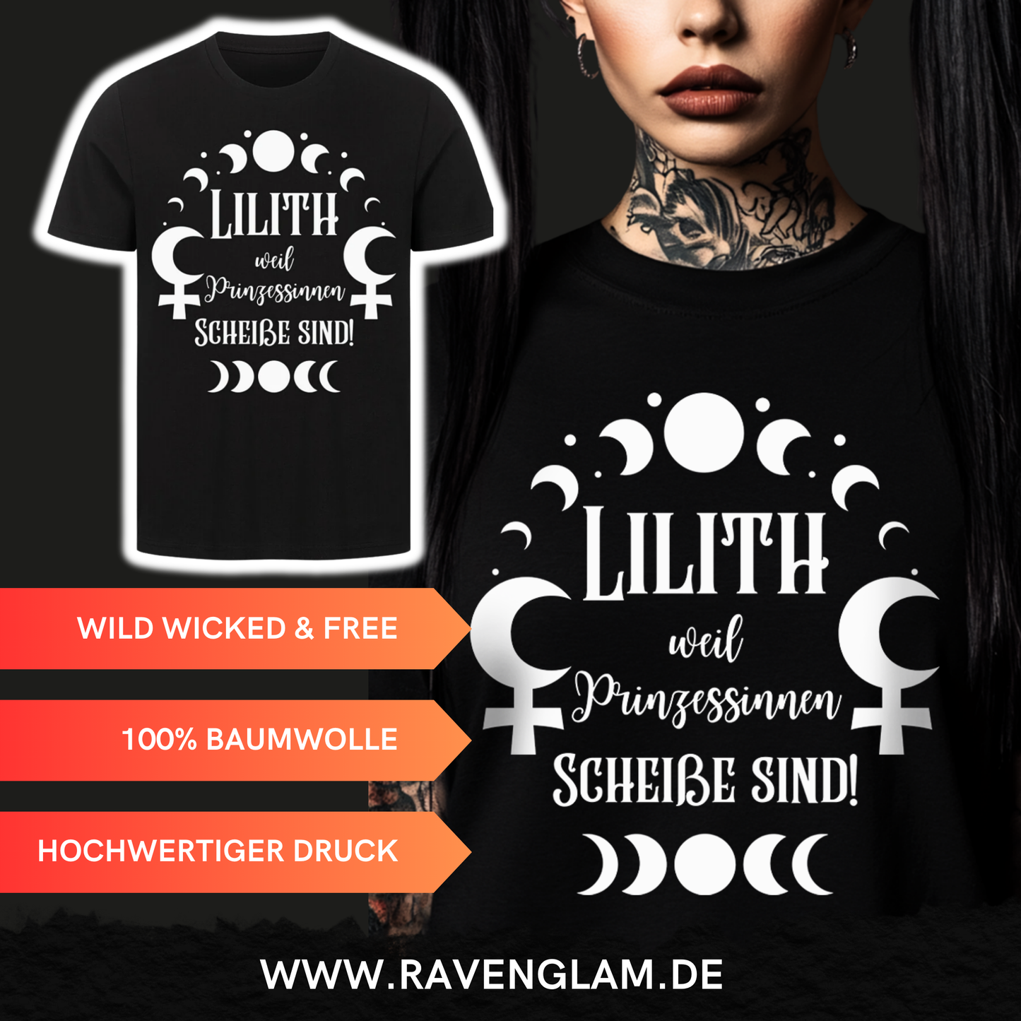 Lilith weil Prinzessinnen scheiße sind -  Premium T-Shirt Unisex, Goth Alt Fashion