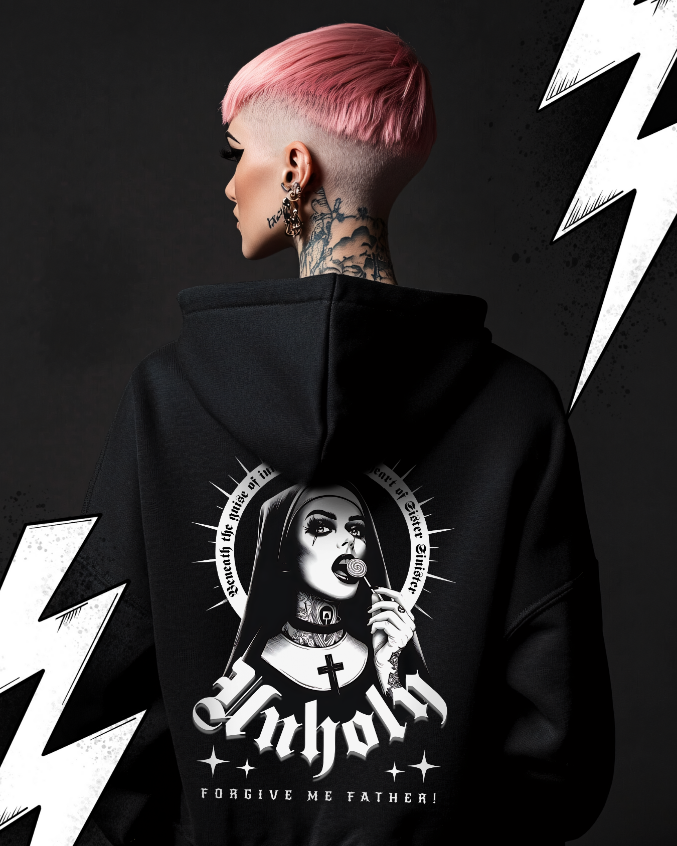 Oversized Hoodie Unisex "Forgive me Father" Unheilige Nonne