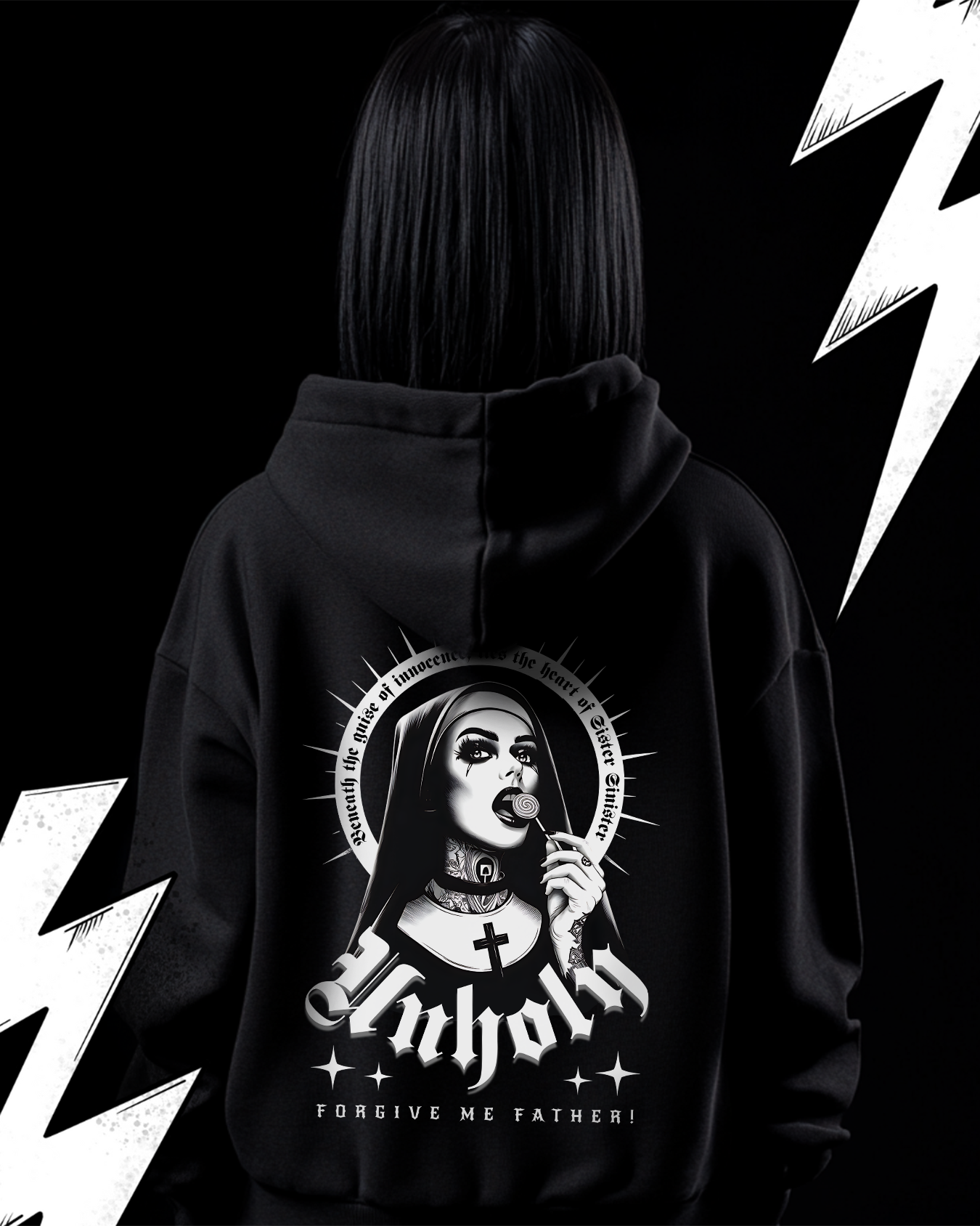 Unholy Nun Hoodie Unisex "Forgive me Father" Unheilige Nonne