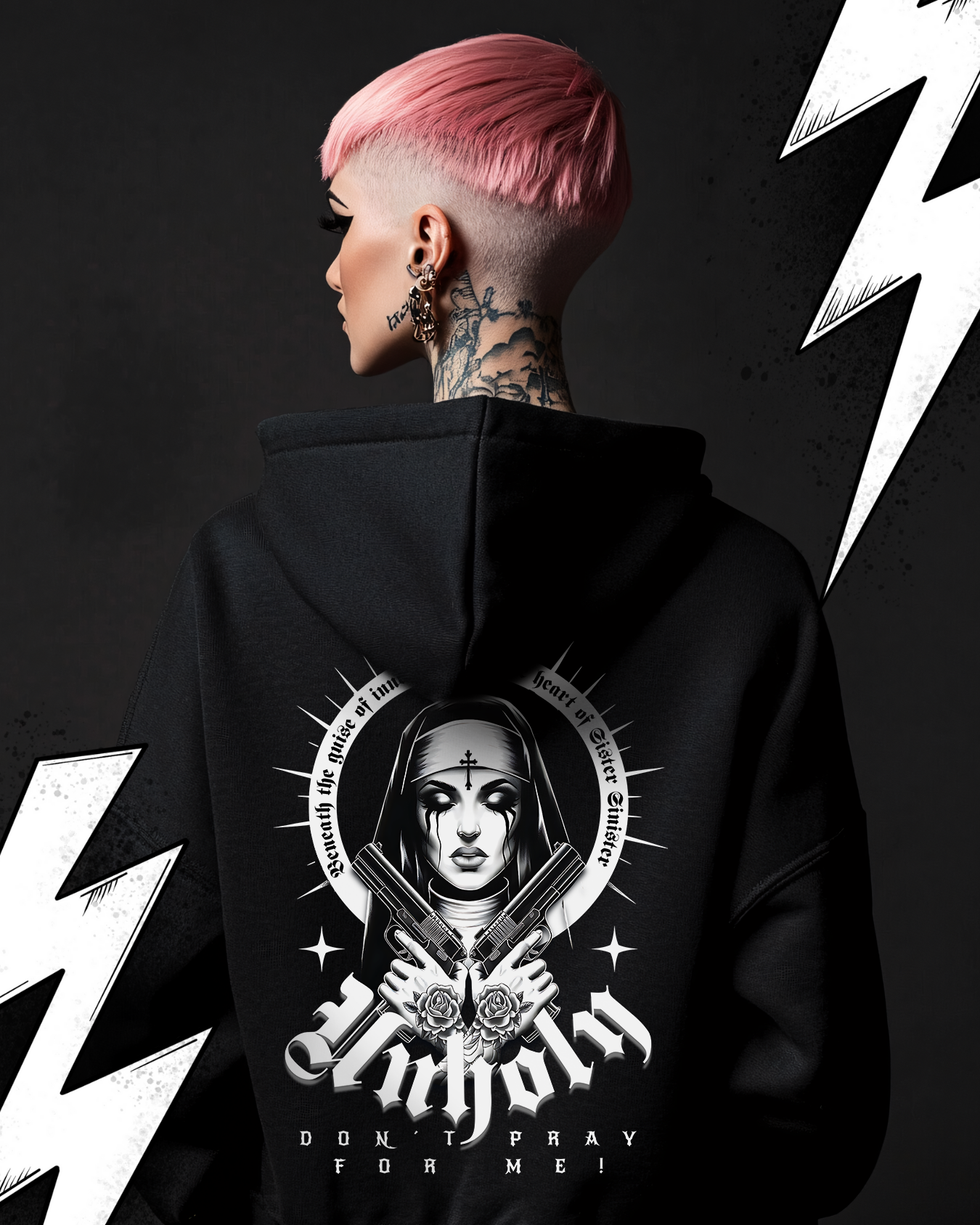 Oversized Hoodie Unisex "Don´t pray for me" Unholy Nun