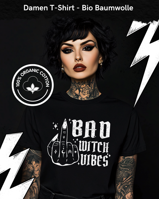 Bad Witch Vibes - Premium Organic Shirt Women, Alternative Mode, Rock Shirts, Metall Gothic Fashion