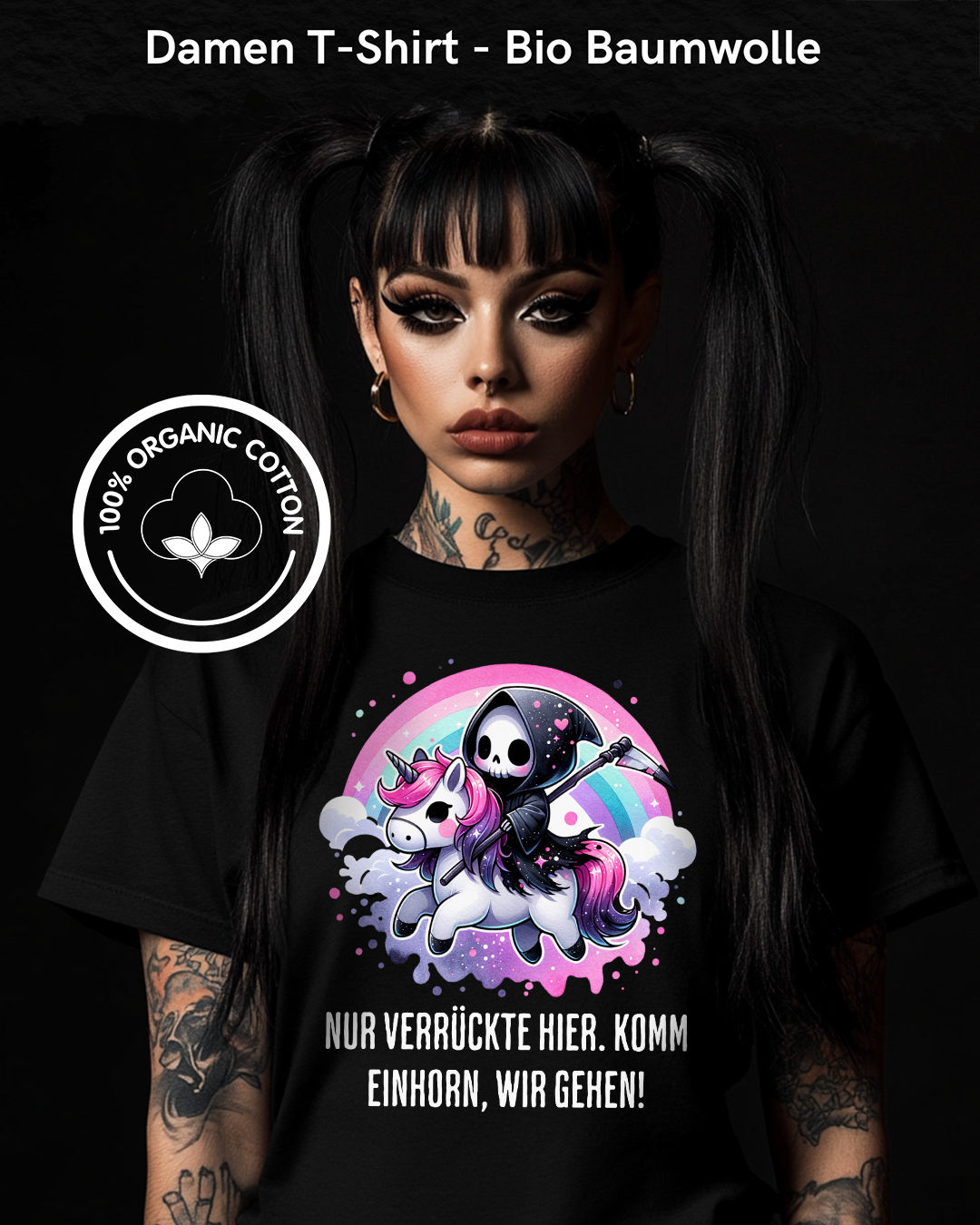 Nur verrückte hier komm Einhorn wir gehen - Organic Damen T-Shirt und Kaffeetasse Spar Set