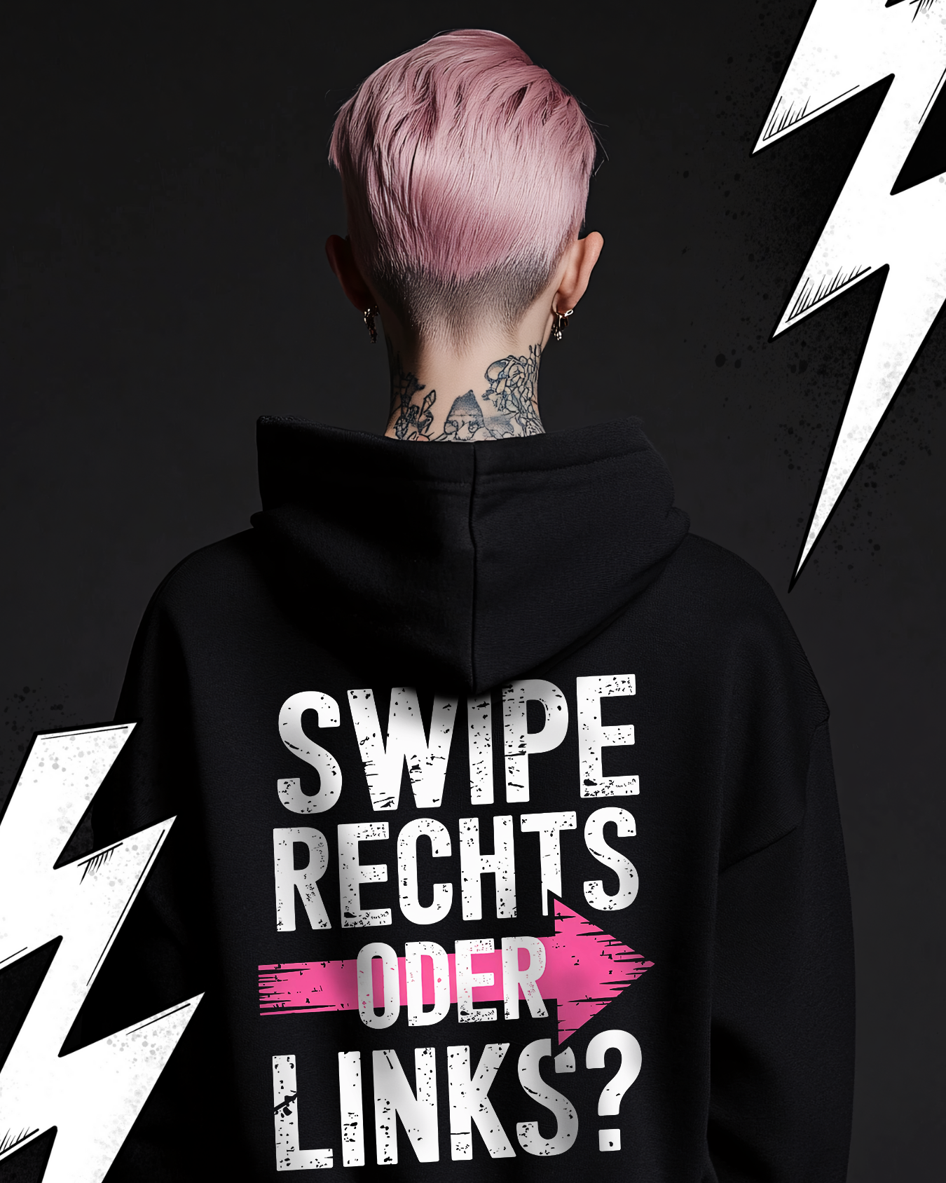 Premium Hoodie Unisex "Swipe rechts oder links?"