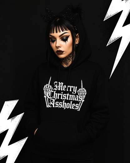 Black Christmas Gothic Hoodie - Merry Christmas Assholes UNISEX